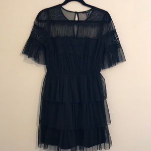 Black lace mini dress
